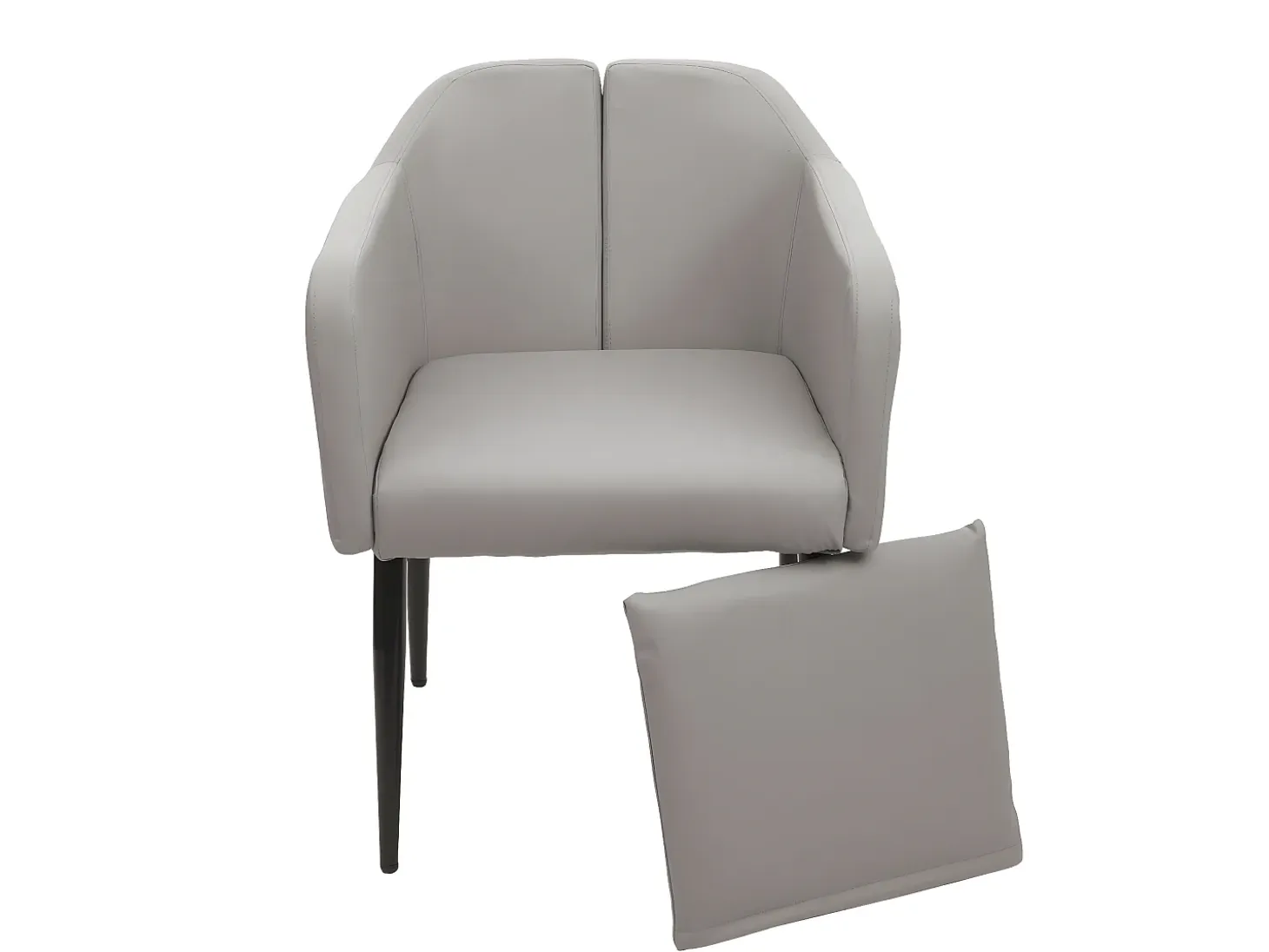 Silla de comedor MCW-H93, polipiel gris topo