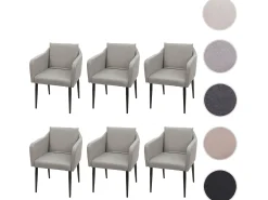 Silla de comedor MCW-H93 (juego de 6), polipiel gris topo