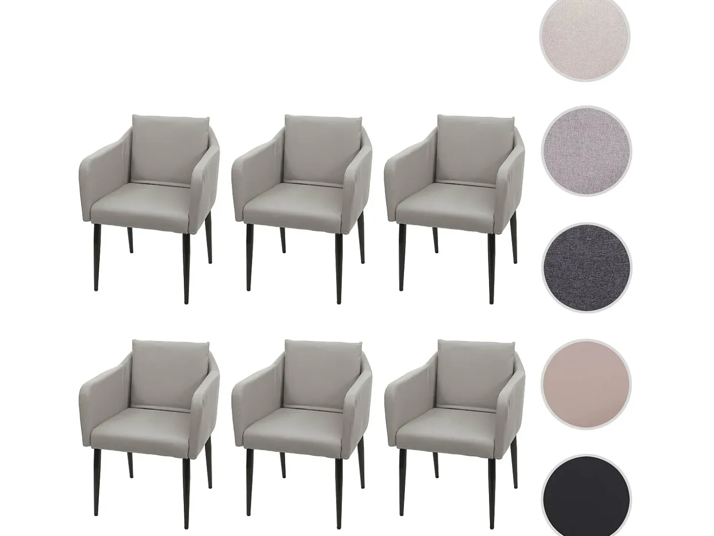 Silla de comedor MCW-H93 (juego de 6), polipiel gris topo