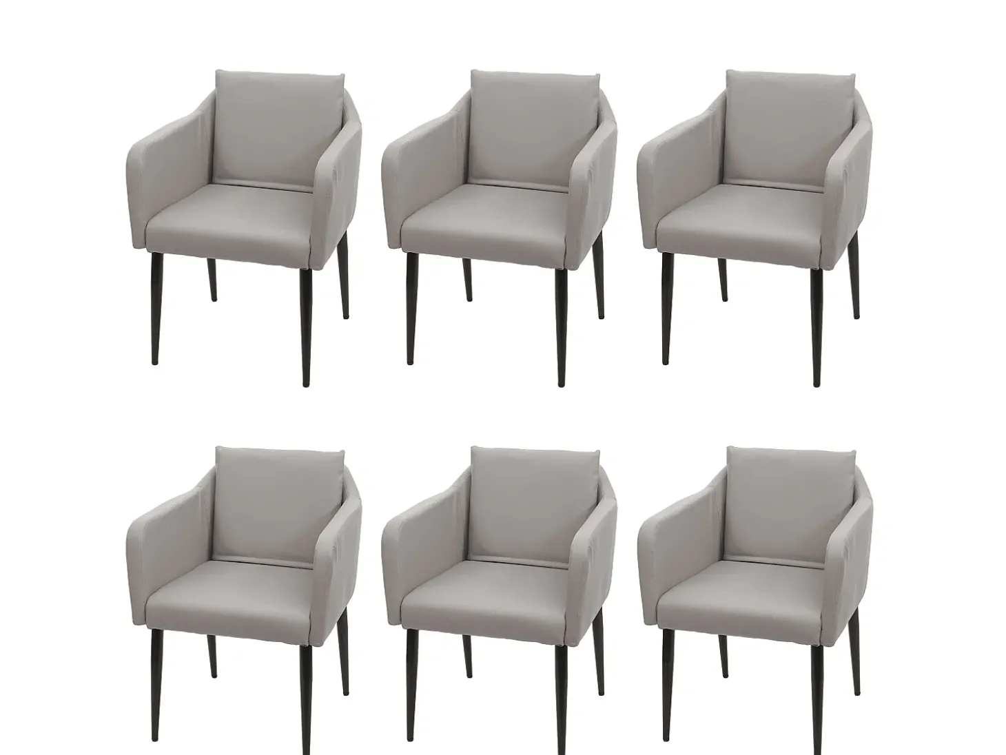 Silla de comedor MCW-H93 (juego de 6), polipiel gris topo