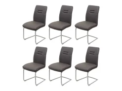 Silla de comedor MCW-H70 (juego de 6), gris-marrón