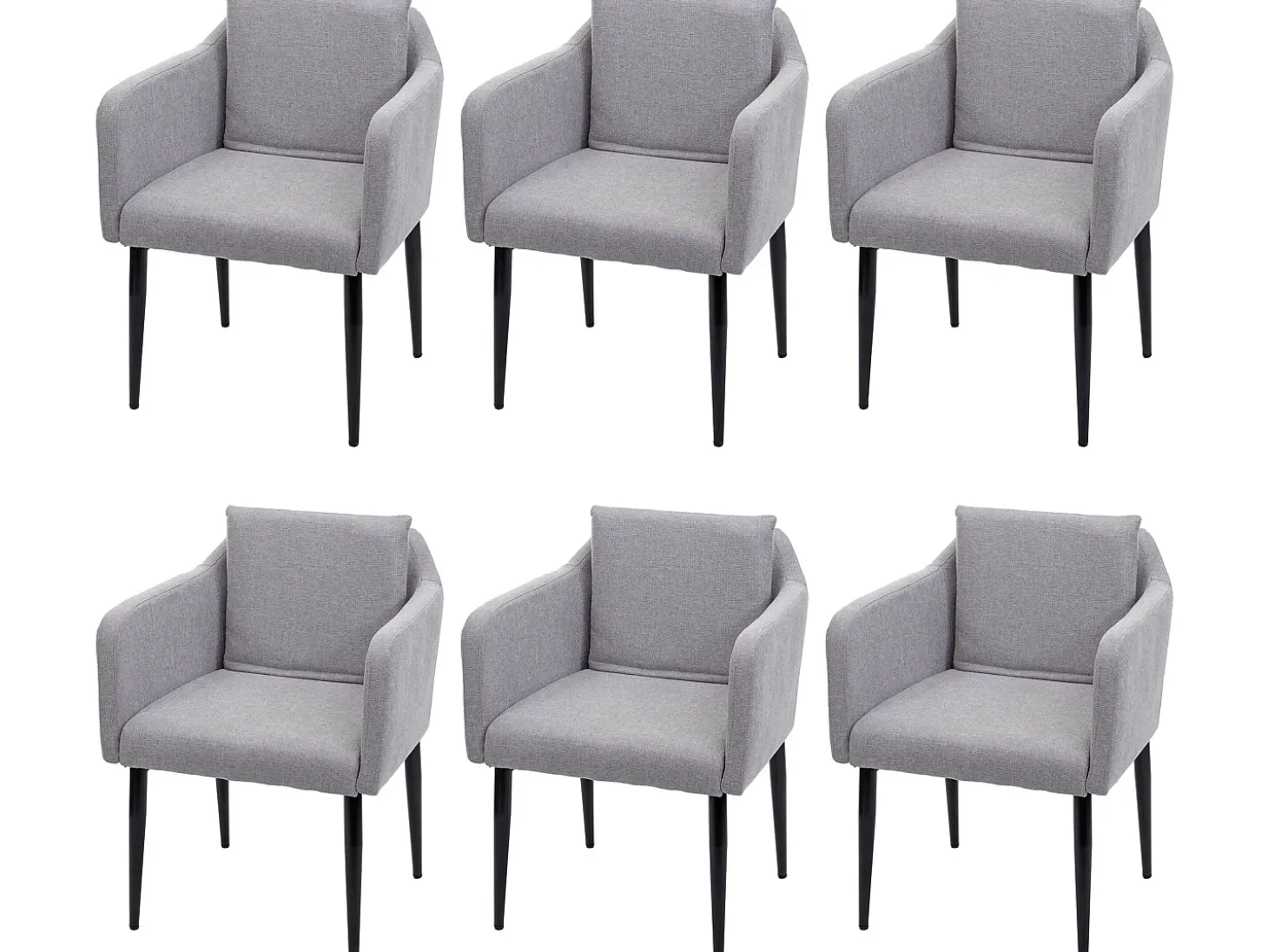 Silla de comedor MCW-H93 (juego de 6), tela/textil gris claro