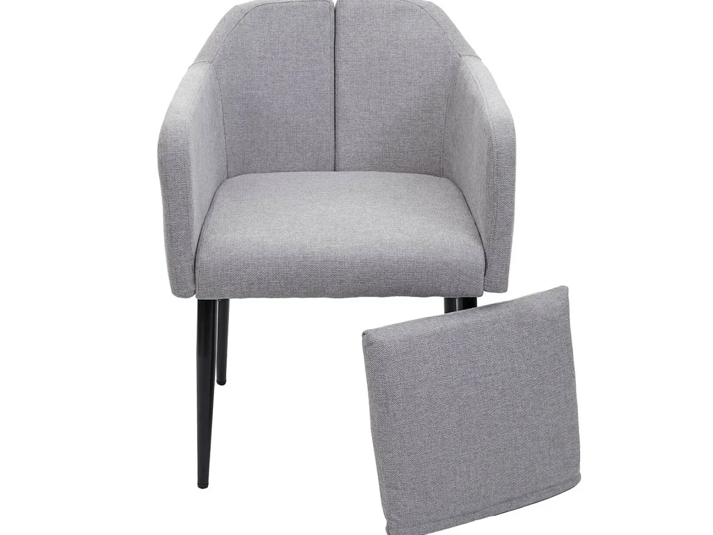 Silla de comedor MCW-H93 (juego de 6), tela/textil gris claro