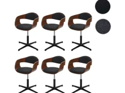 Silla de comedor MCW-H46 (juego de 6), aspecto nogal, tela gris oscuro