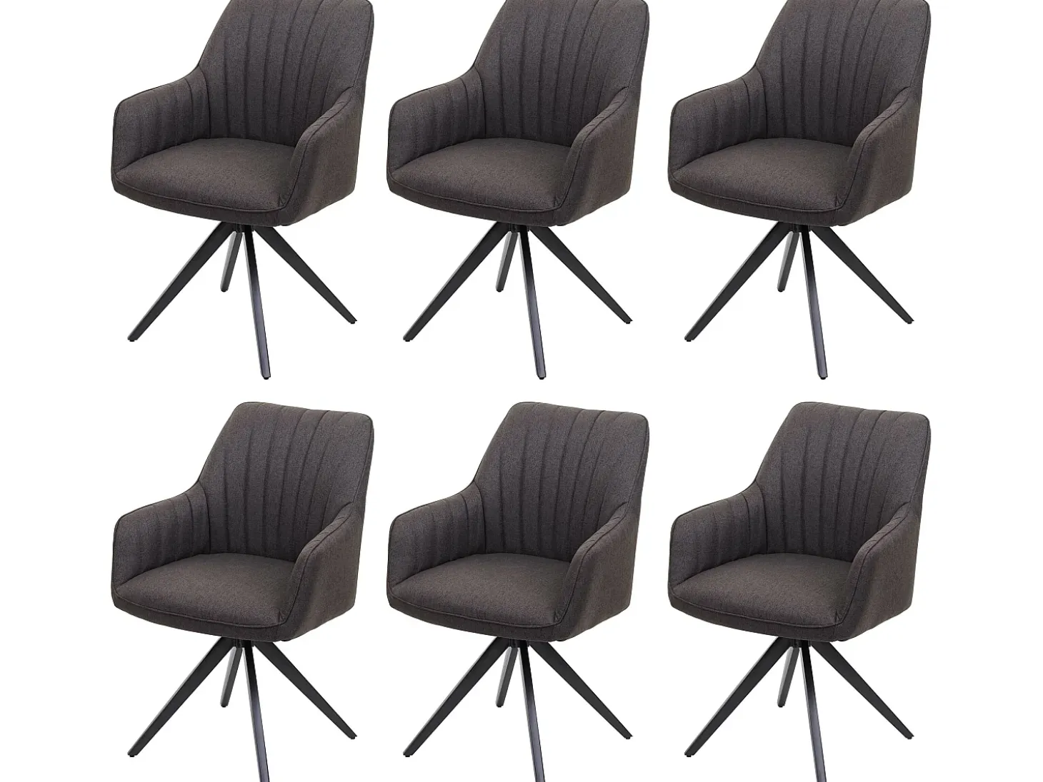 Silla de comedor MCW-H73 (juego de 6), gris-marrón