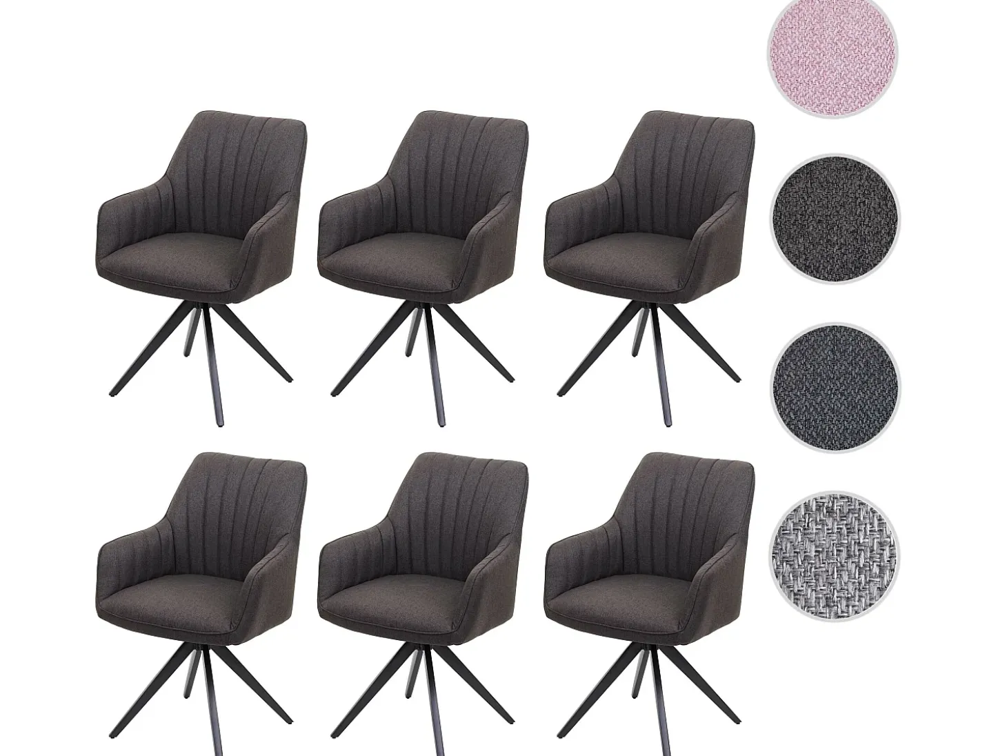 Silla de comedor MCW-H73 (juego de 6), gris-marrón