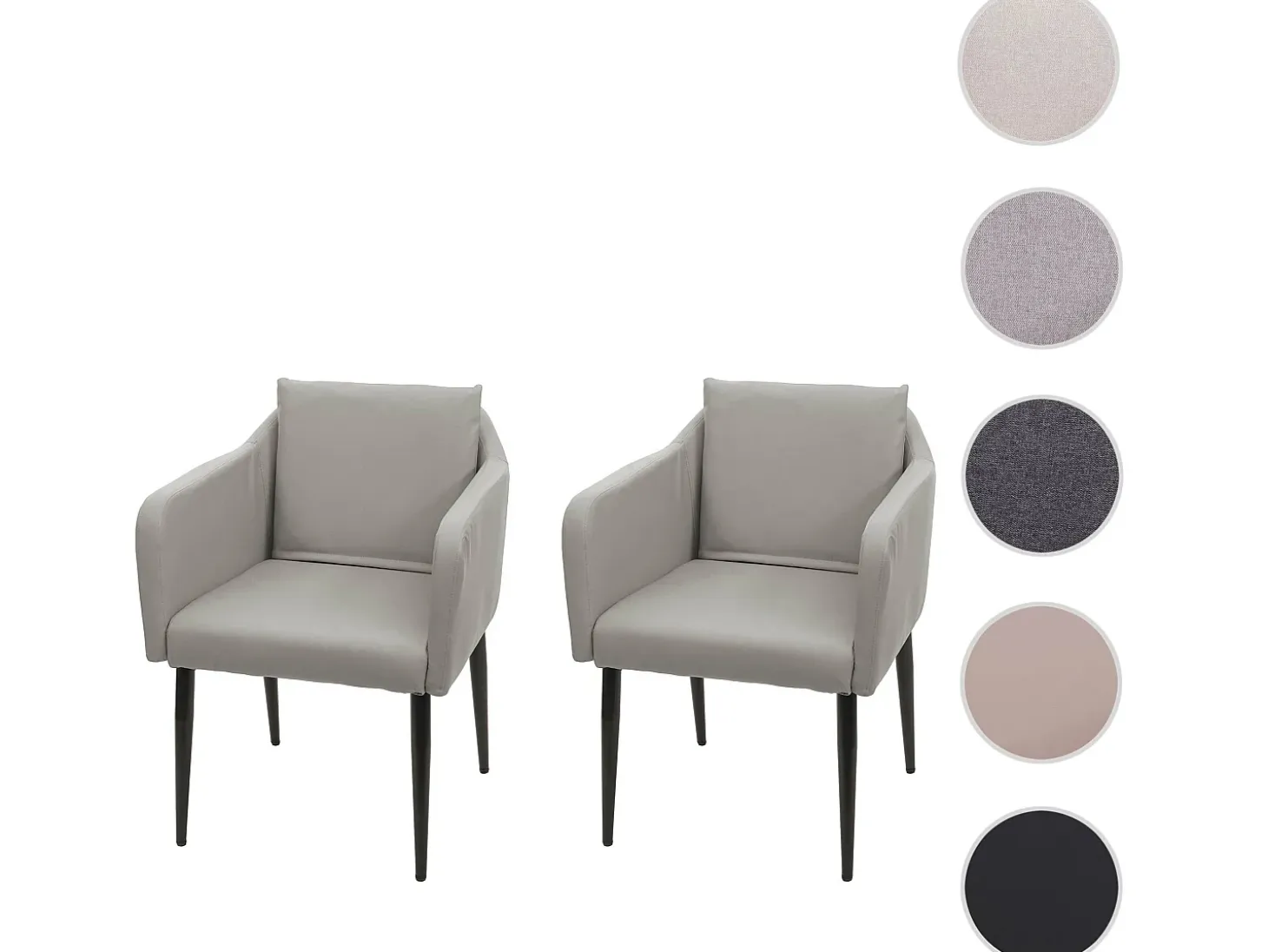 Silla de comedor MCW-H93 (set de 2), polipiel gris topo