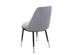 Silla de comedor MCW-H28 (set de 2), gris, patas negras, terciopelo
