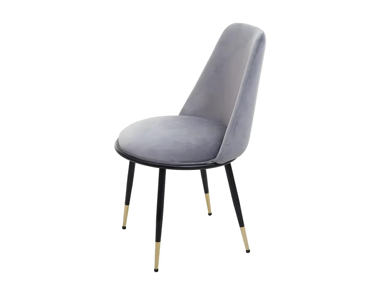 Silla de comedor MCW-H28 (set de 2), gris, patas negras, terciopelo