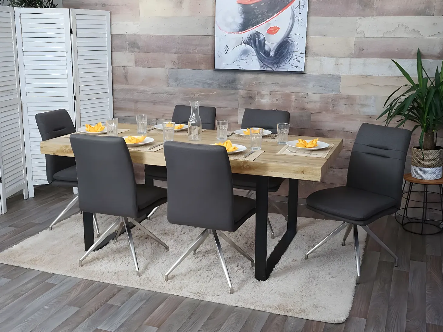 Silla de comedor MCW-H70 (set de 2), gris-marrón