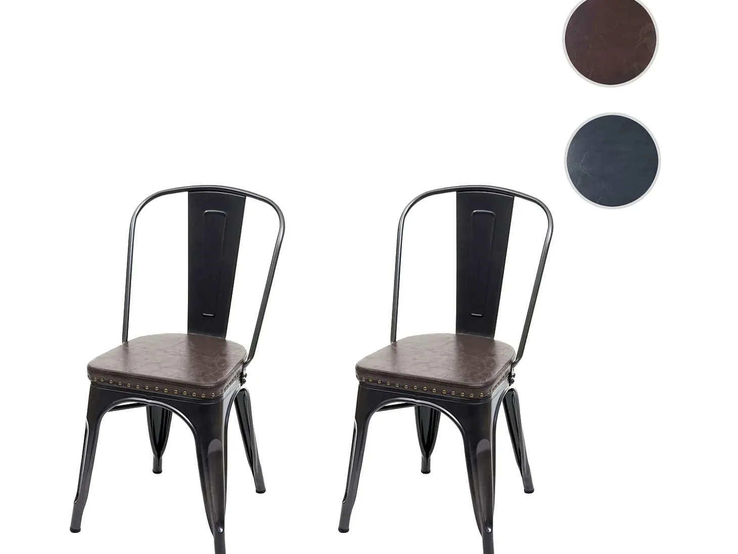 Silla de comedor MCW-H10e (set de 2), negro-marrón