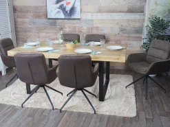 Silla de comedor MCW-K32, marrón-marrón oscuro