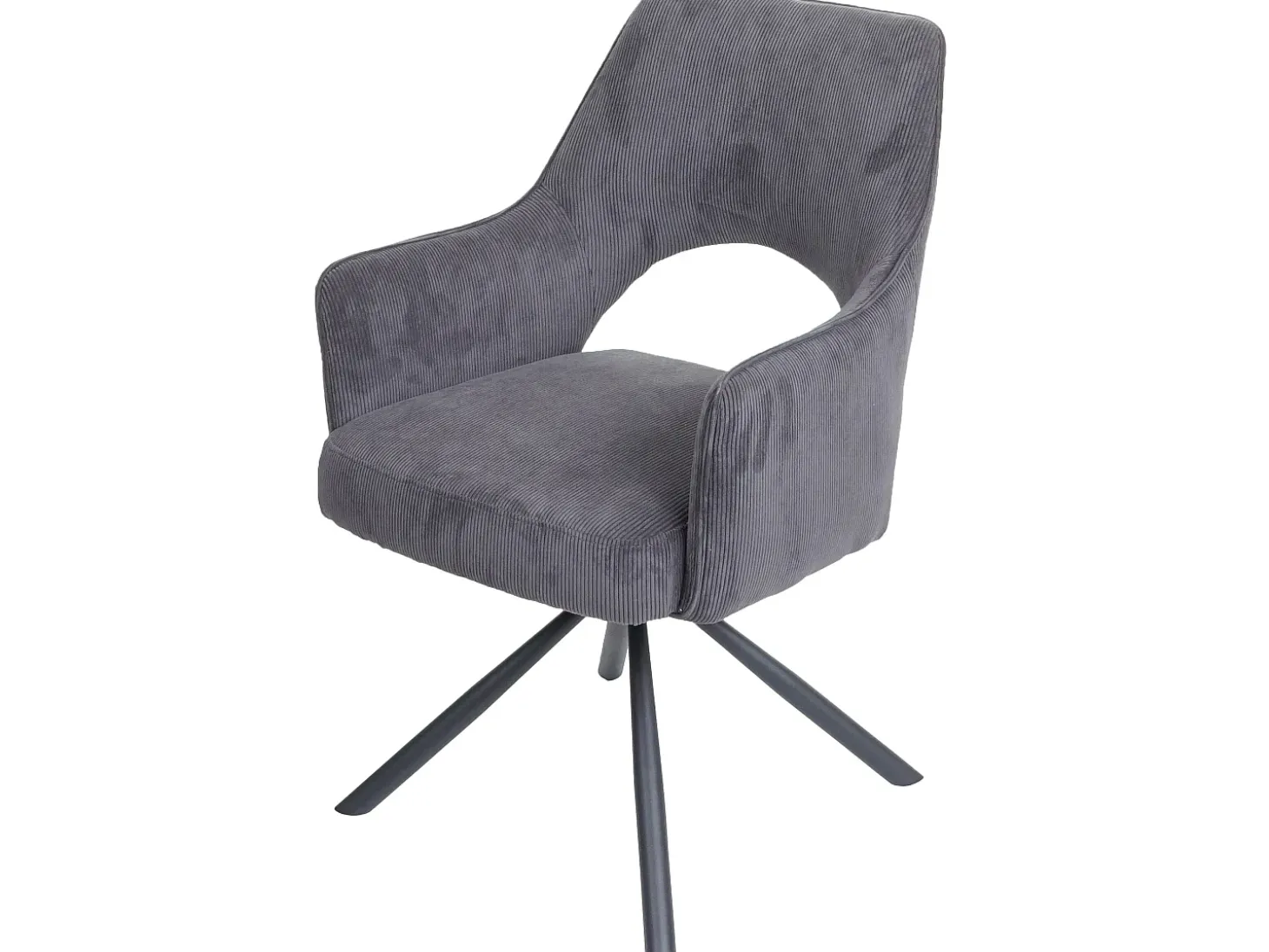 Silla de comedor MCW-K3, pana gris oscuro