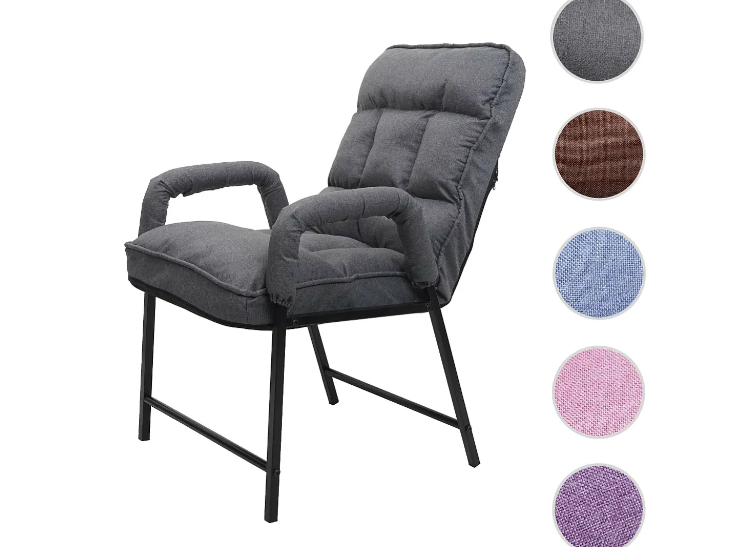 Silla de comedor MCW-K40, tela/textil gris oscuro