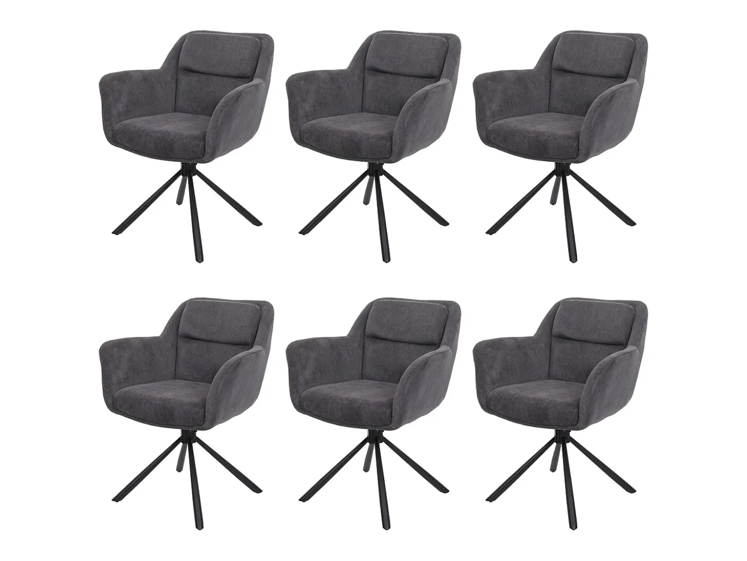 Silla de comedor MCW-K33 (juego de 6), gris pana