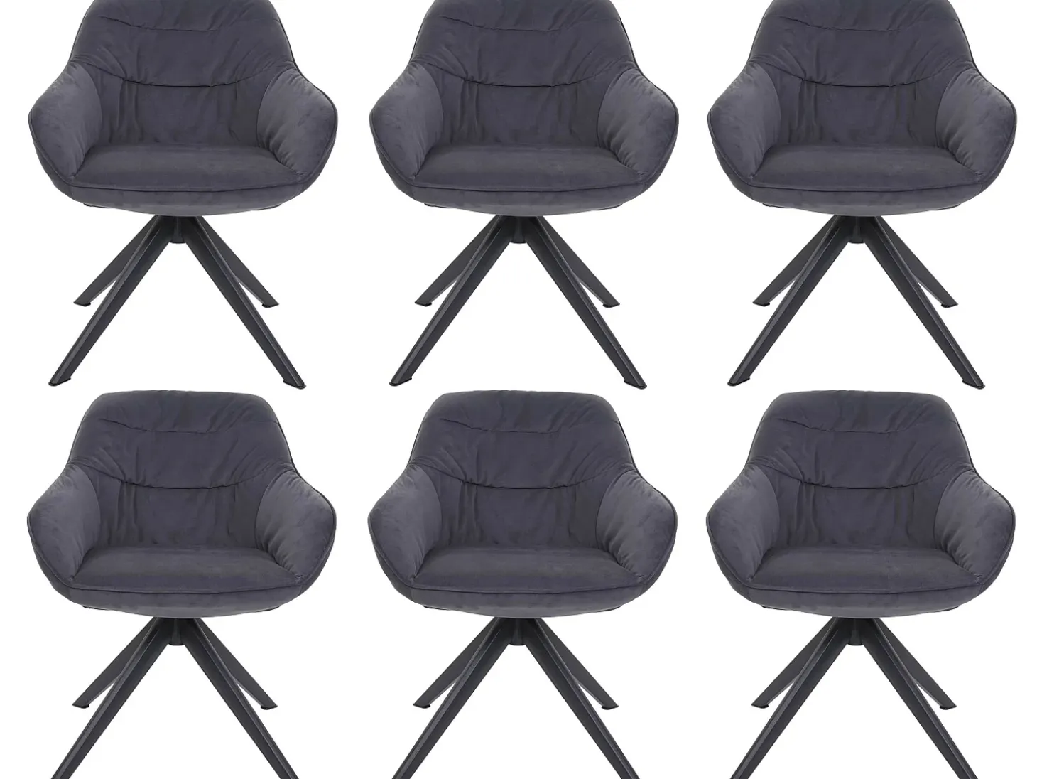 Silla de comedor MCW-K28 (juego de 6), tela/textil gris