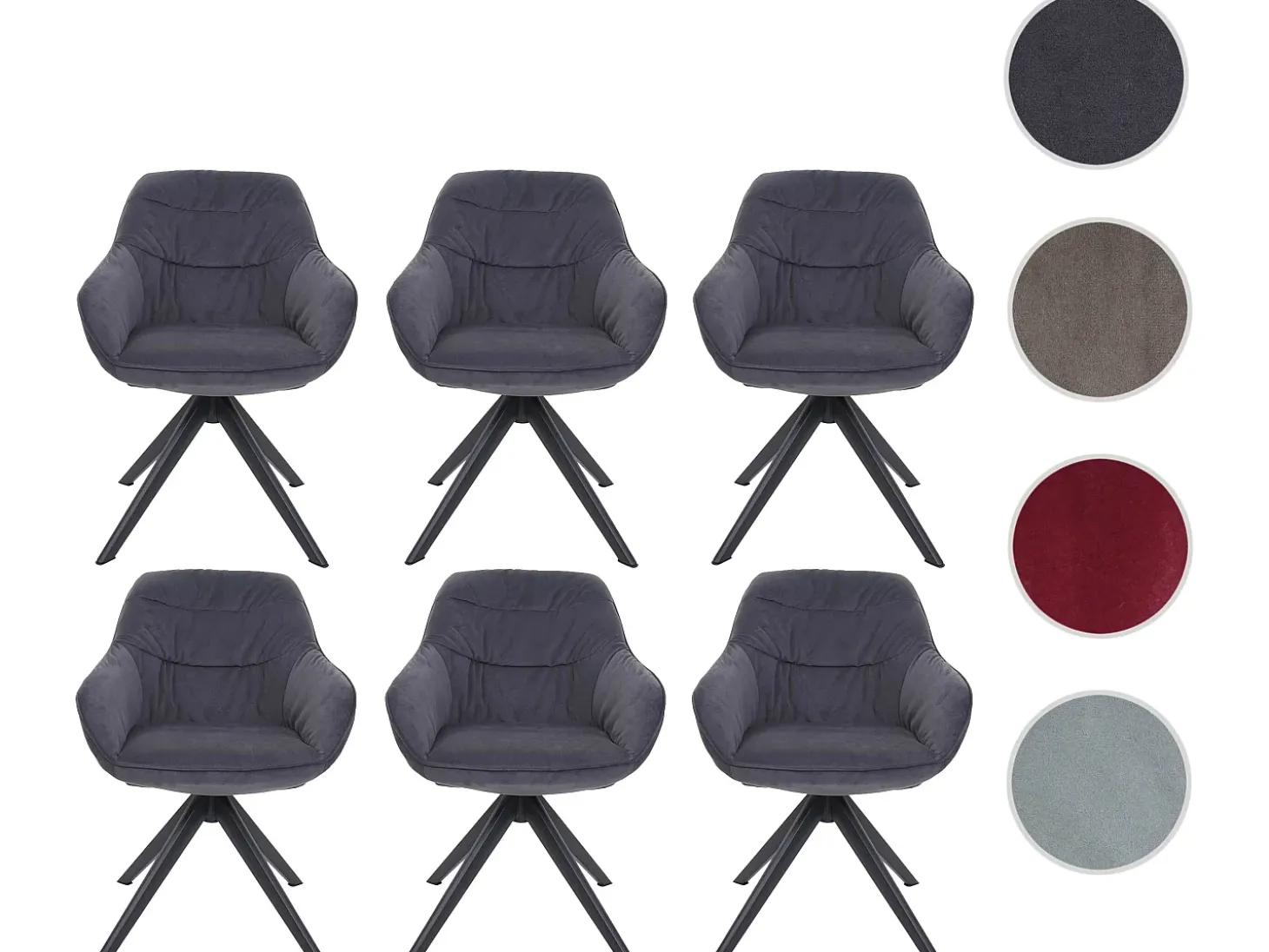 Silla de comedor MCW-K28 (juego de 6), tela/textil gris