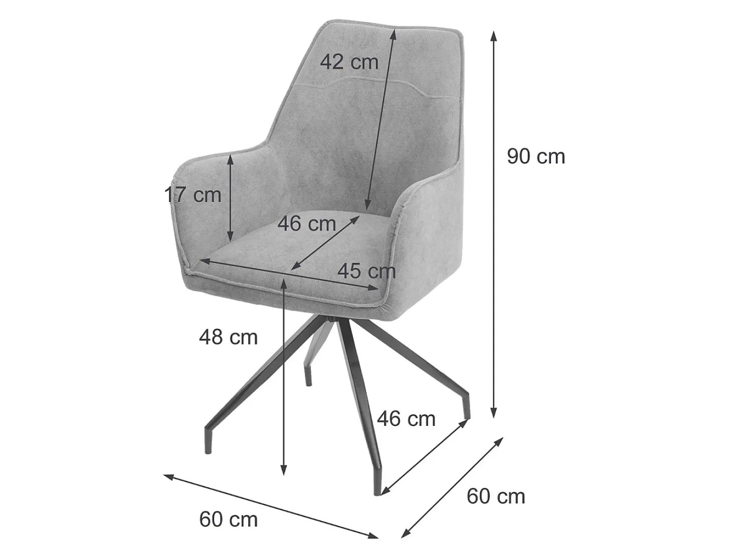 Silla de comedor MCW-K15 (juego de 6), gris oscuro