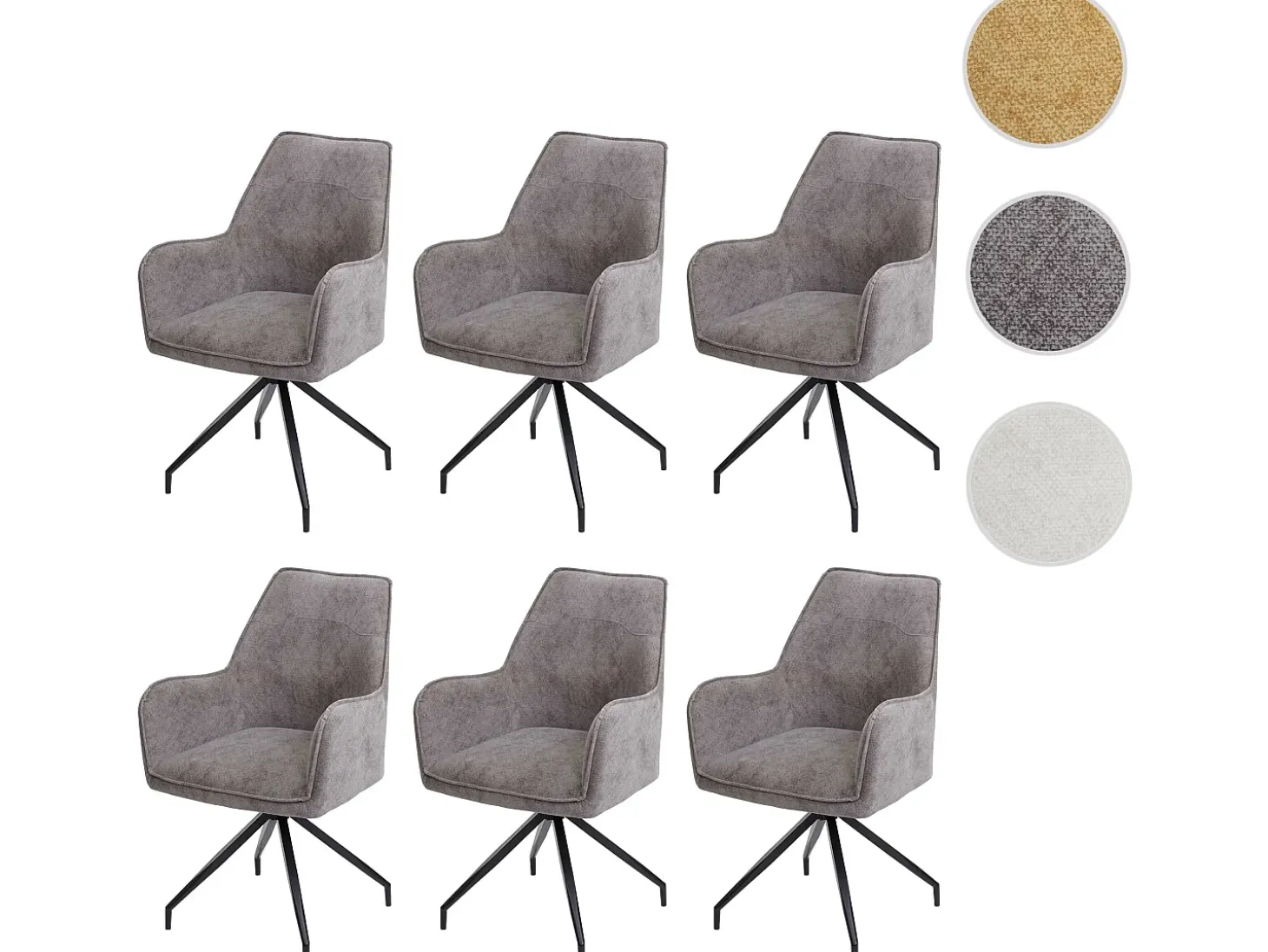 Silla de comedor MCW-K15 (juego de 6), gris oscuro
