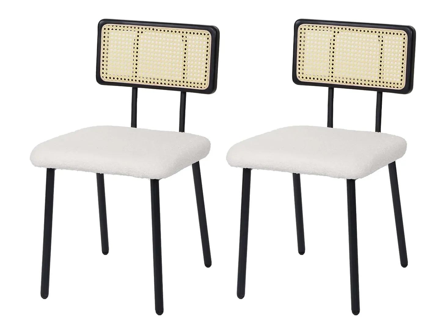 Silla de comedor MCW-K88 (set de 2), tela/textil blanco