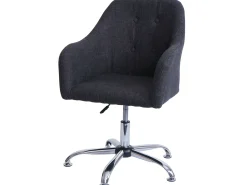 Silla de comedor MCW-L92, tela/textil gris oscuro