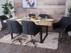 Silla de comedor MCW-L92, tela/textil gris oscuro