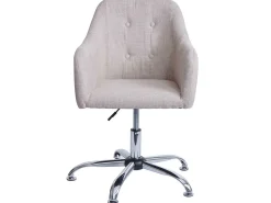 Silla de comedor MCW-L92, textil crema