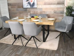 Silla de comedor MCW-L80 (juego de 6), gris claro
