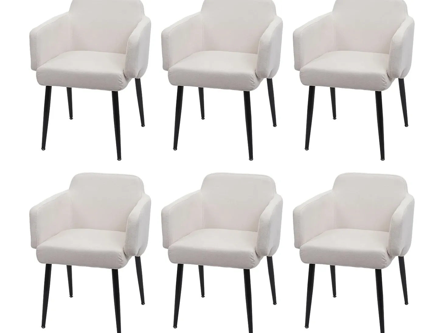 Silla de comedor MCW-L13 (juego de 6), blanco-crema