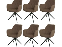 Silla de comedor MCW-L80 (juego de 6), marrón