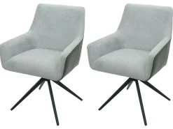 Silla de comedor MCW-L91 (set de 2), gris claro imitación cuero gris oscuro