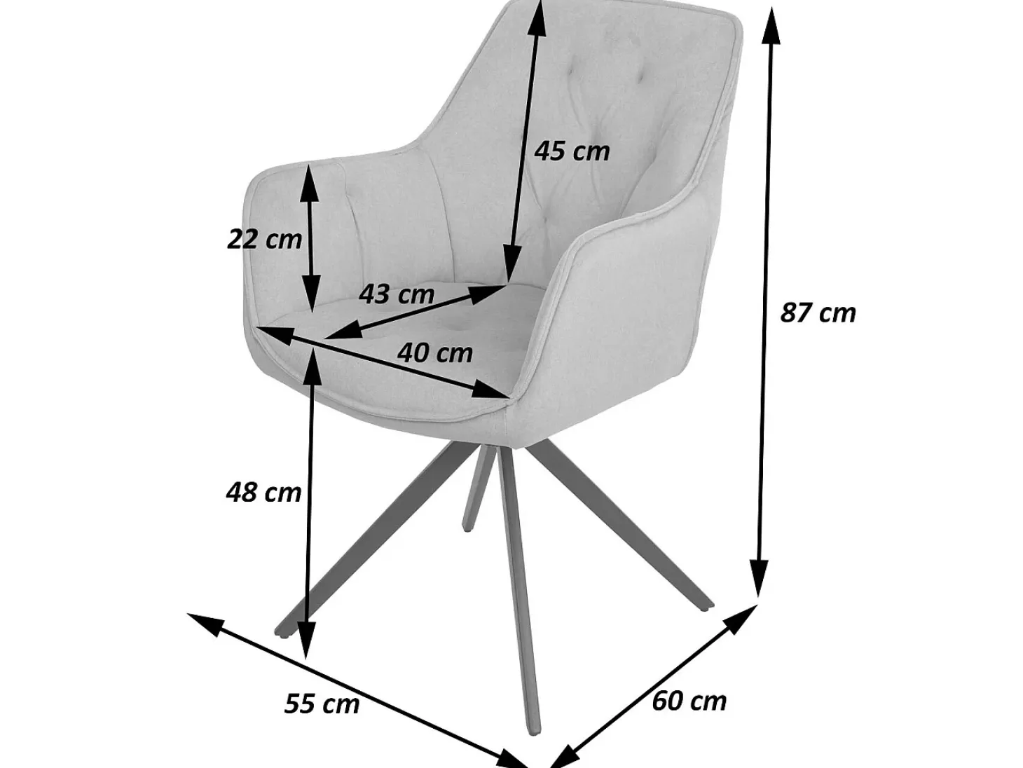 Silla de comedor MCW-L80 (set de 2), antracita