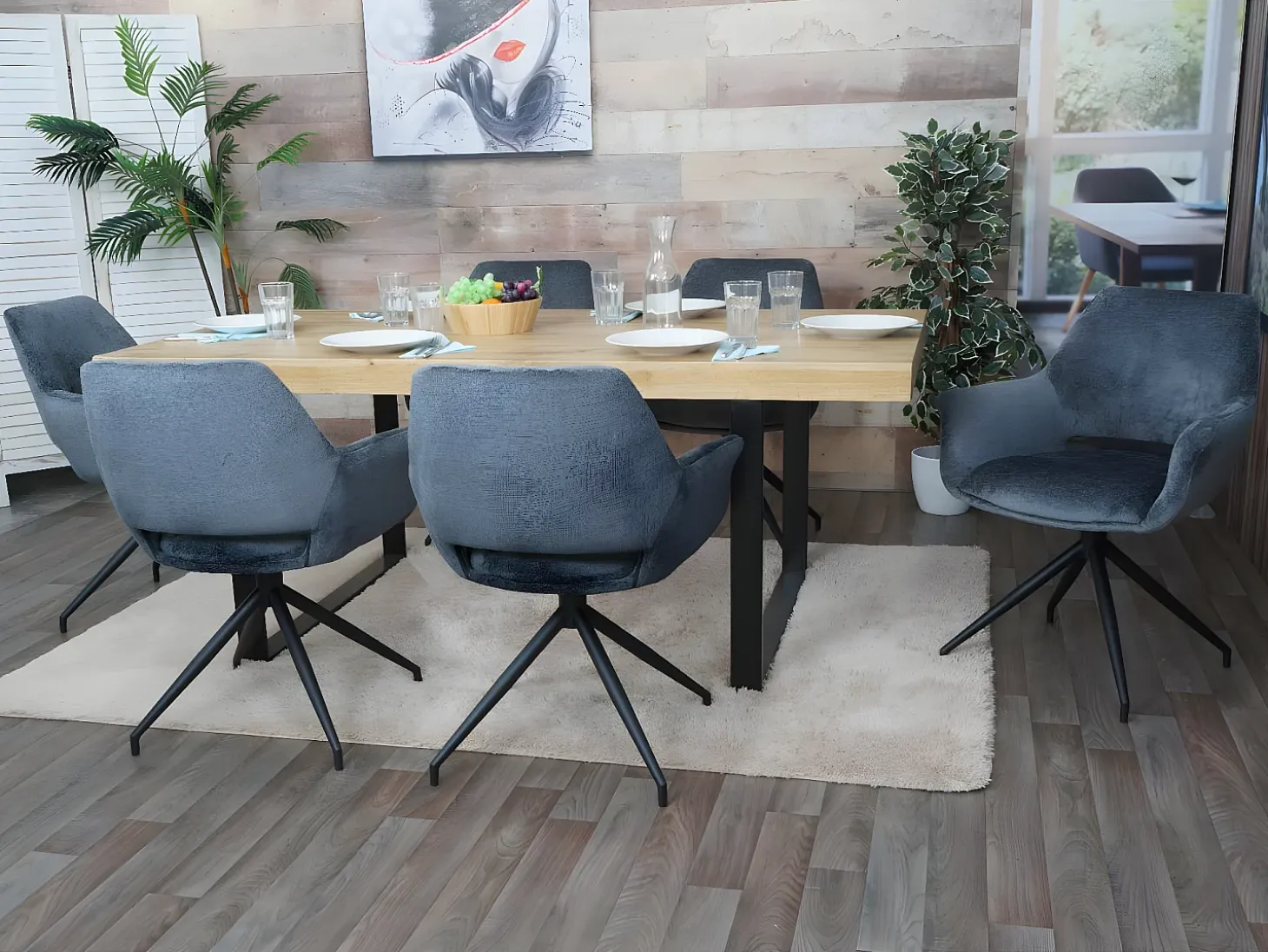 Silla de comedor MCW-M53, gris oscuro