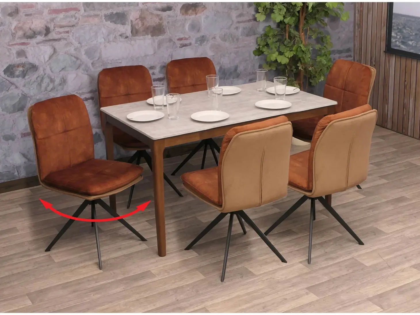 Silla de comedor MCW-M68 (juego de 6), marrón