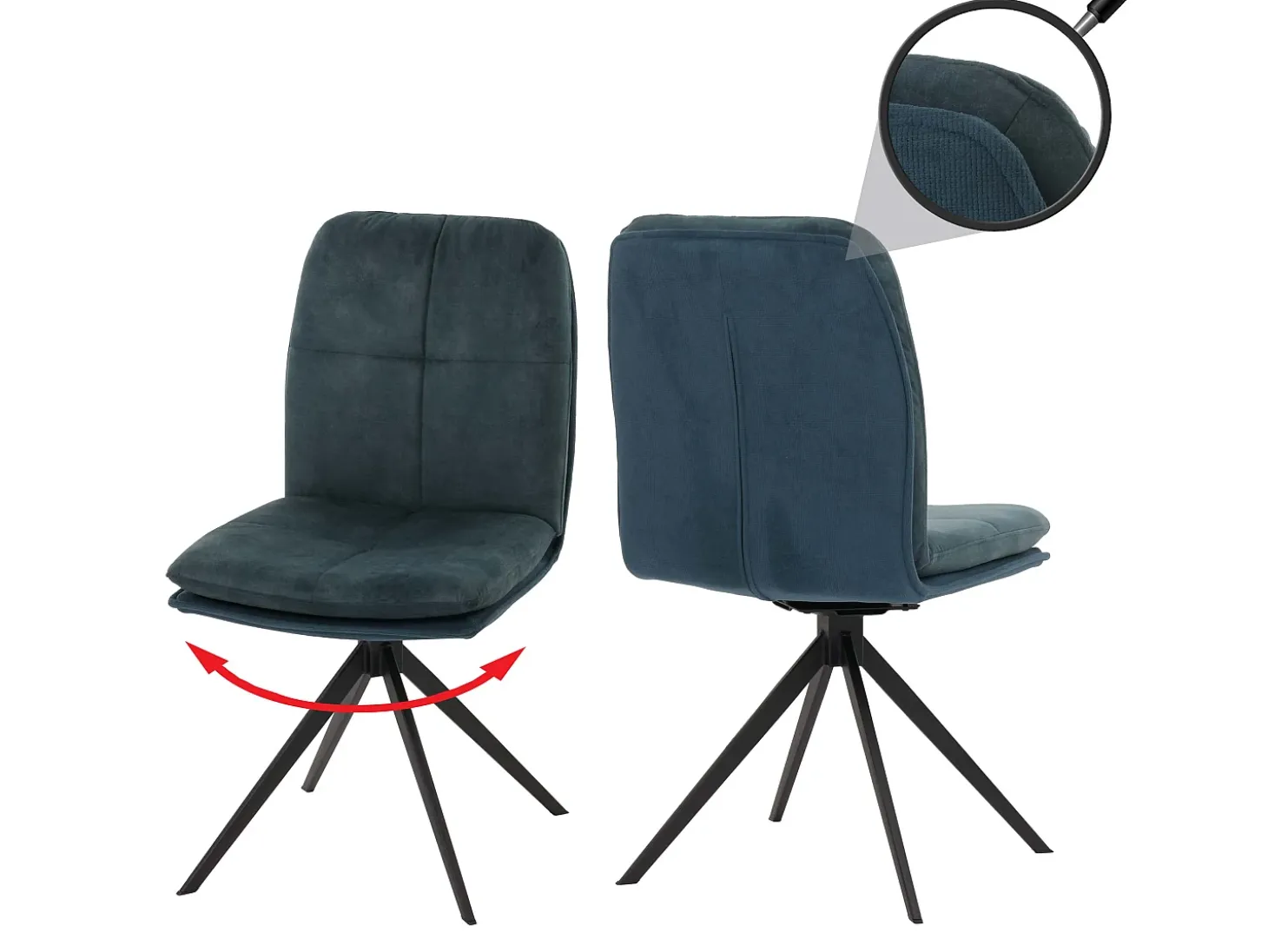 Silla de comedor MCW-M68 (juego de 2), azul