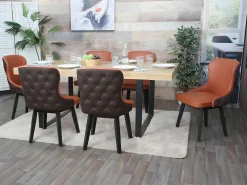 Silla de comedor MCW-M60 (set de 2), terracota-marrón