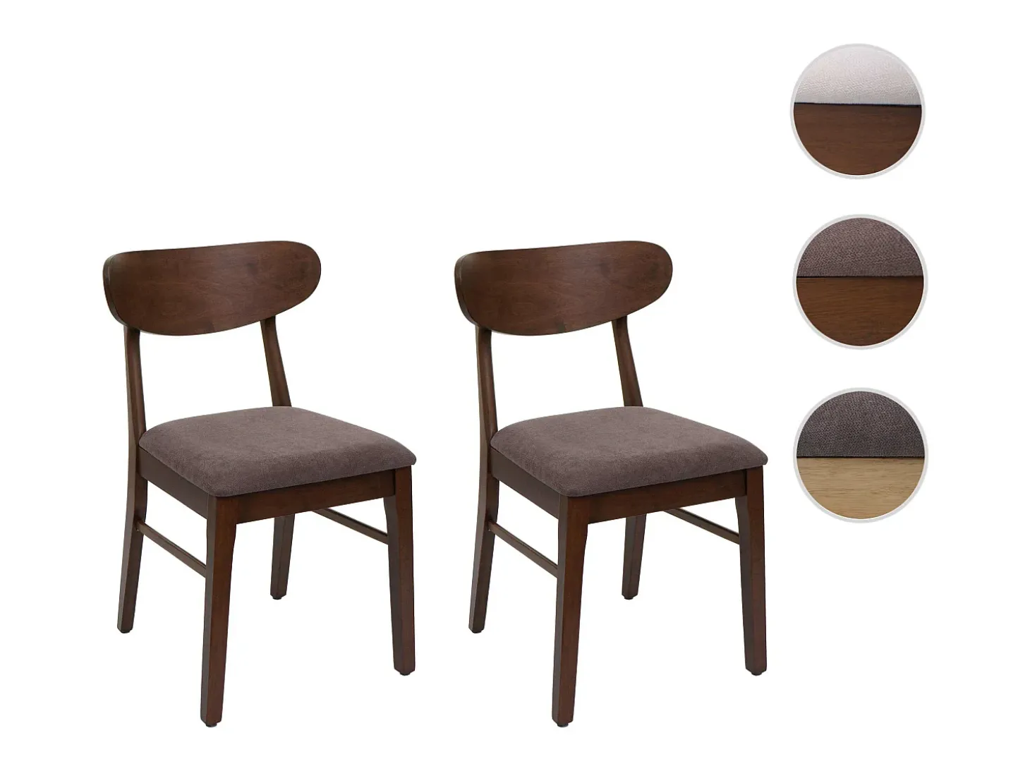 Silla de comedor MCW-M59 (set de 2), estructura oscura, topo