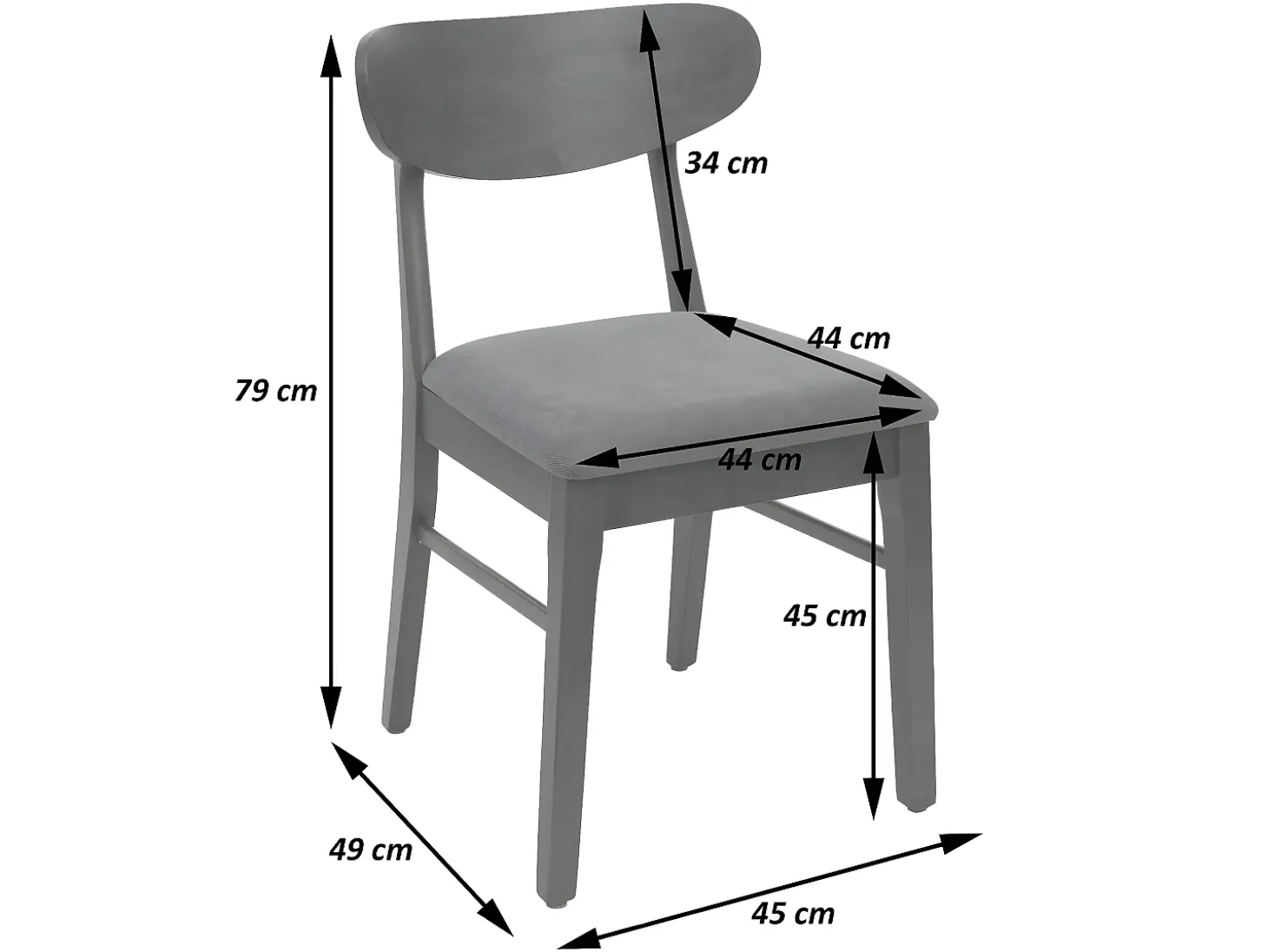 Silla de comedor MCW-M59 (set de 2), estructura oscura, topo