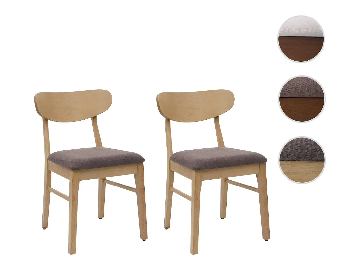 Silla de comedor MCW-M59 (set de 2), estructura color claro, topo