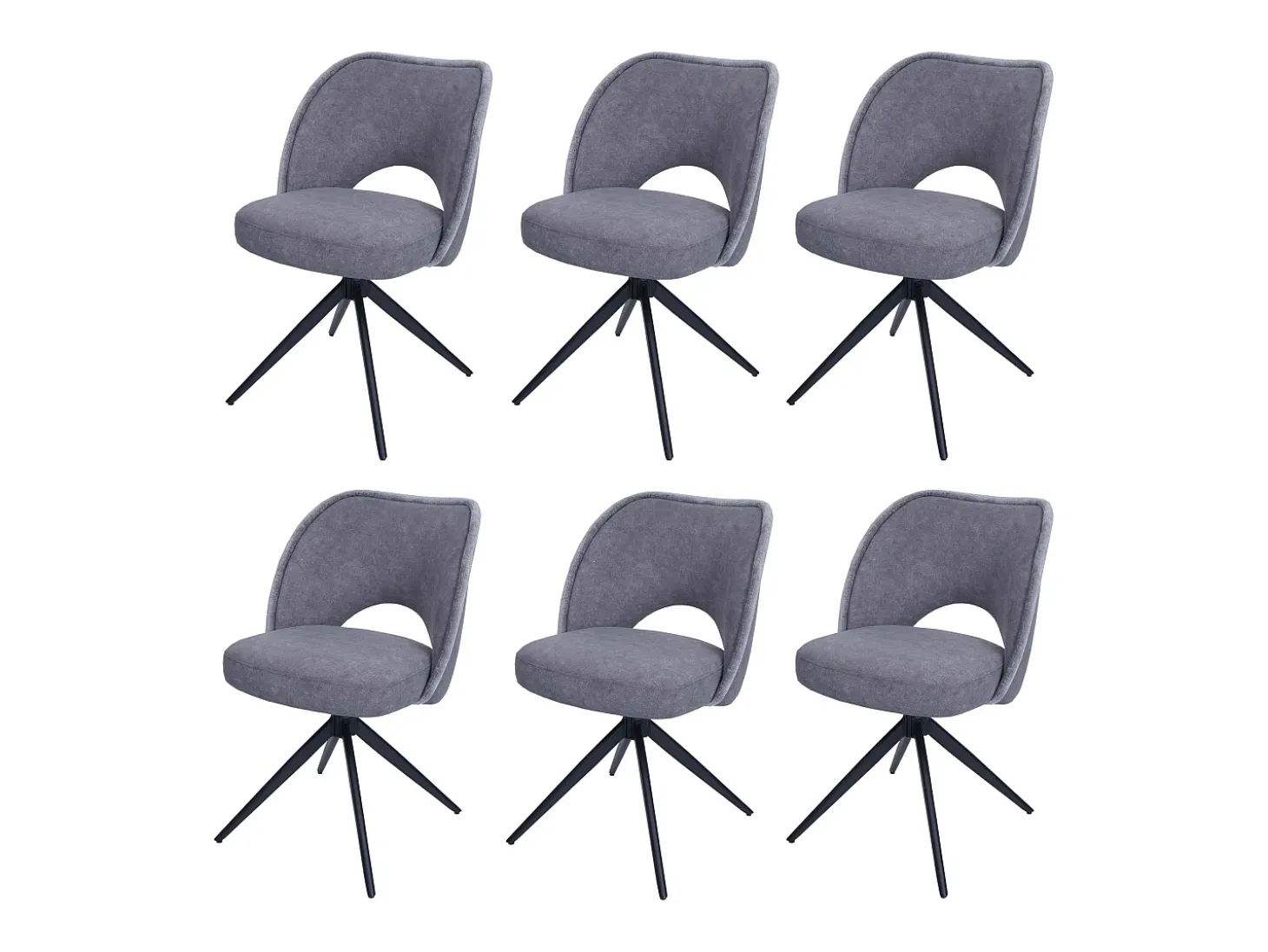 Silla de comedor MCW-N72 (juego de 6), gris oscuro