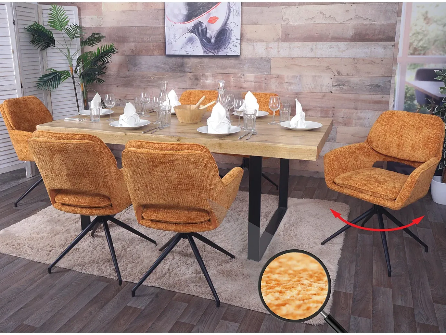 Silla de comedor MCW-N74 (juego de 6), amarillo ocre