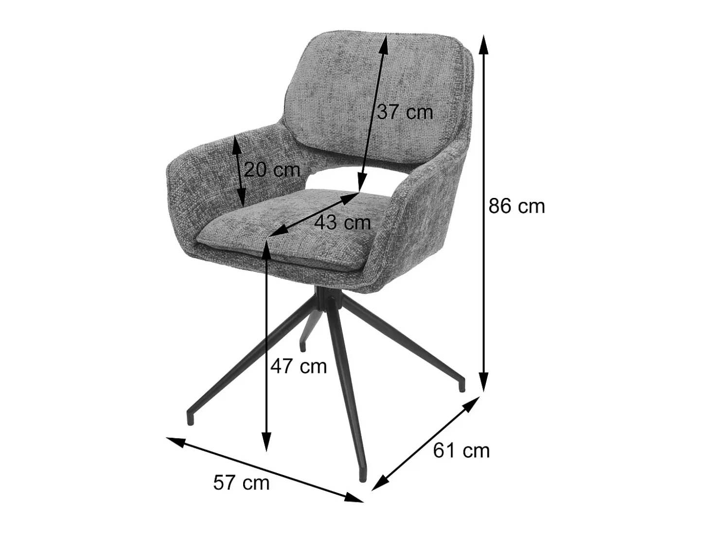 Silla de comedor MCW-N74 (set de 2), gris oscuro
