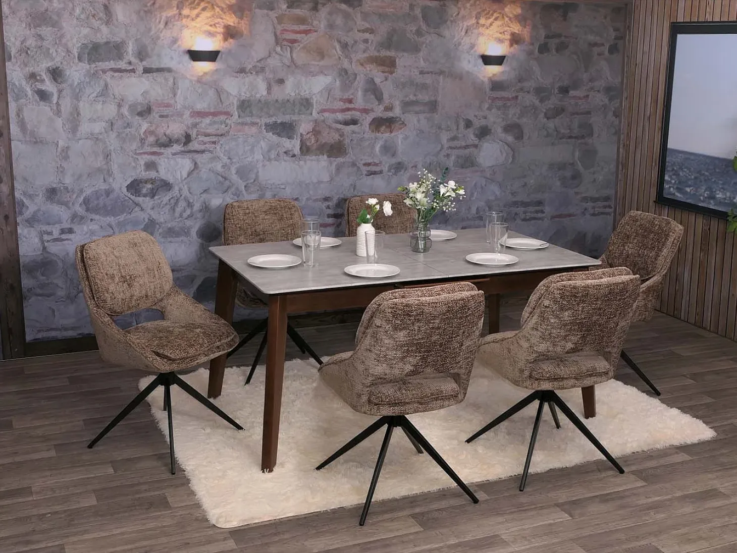 Silla de comedor MCW-N73 (set de 2), marrón