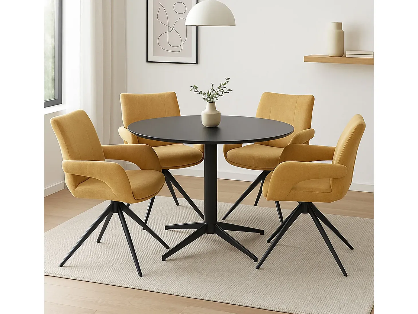 Silla de comedor MCW-O78, amarillo mostaza
