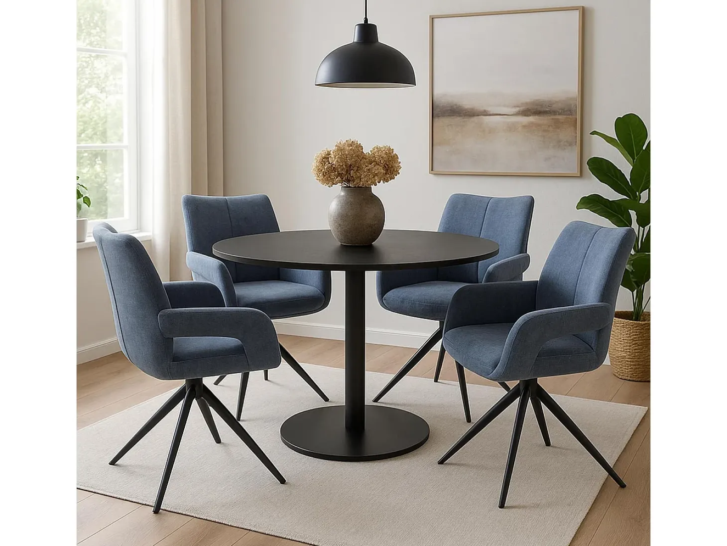 Silla de comedor MCW-O78, gris azulado