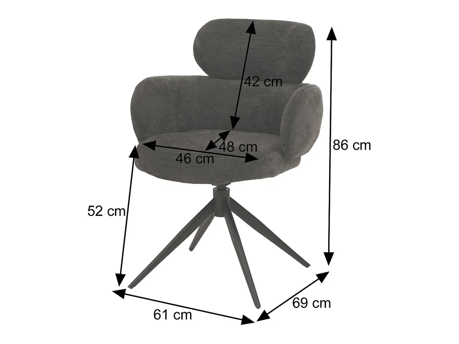 Silla de comedor MCW-O77 (juego de 6), antracita