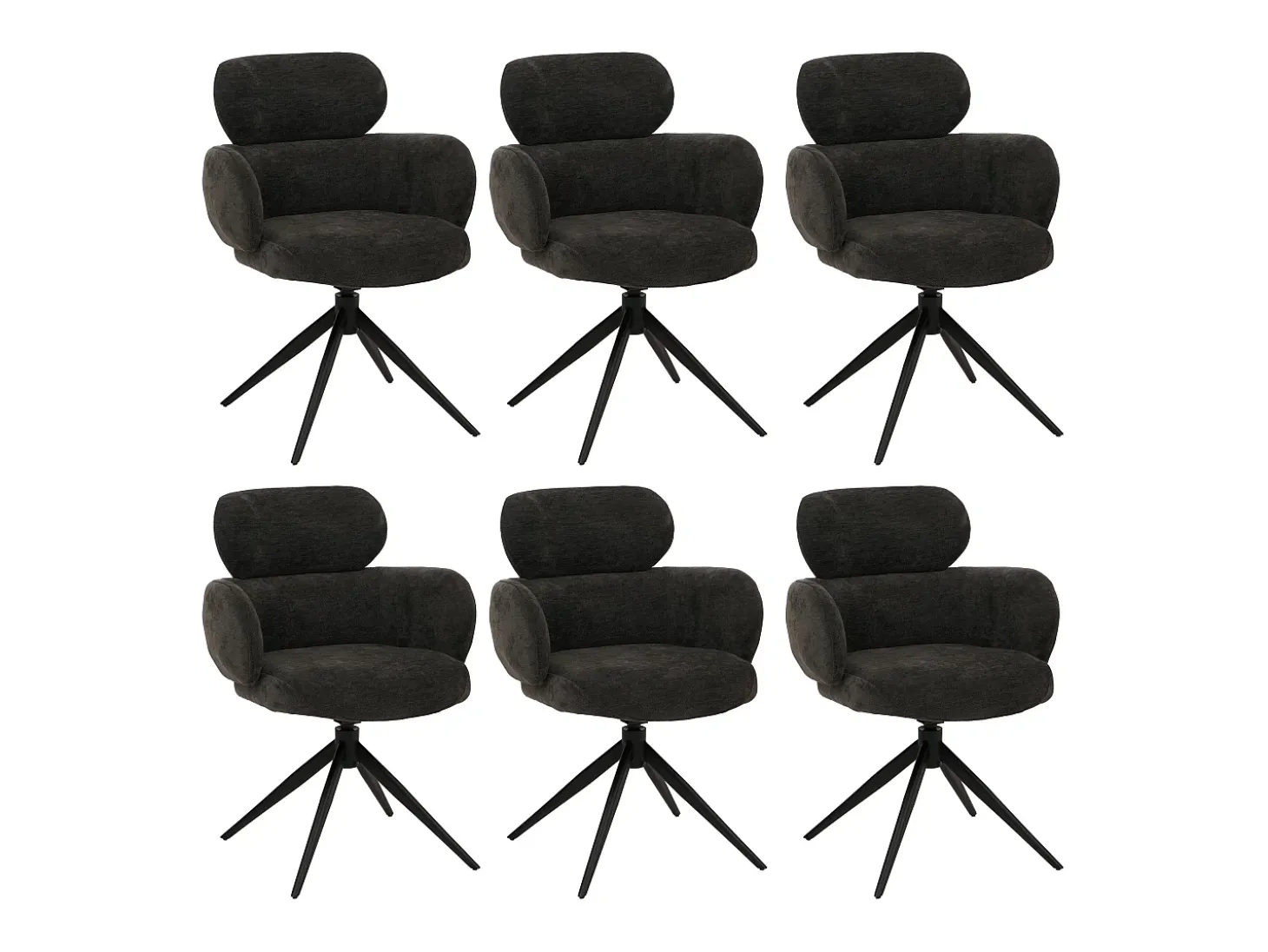 Silla de comedor MCW-O77 (juego de 6), antracita