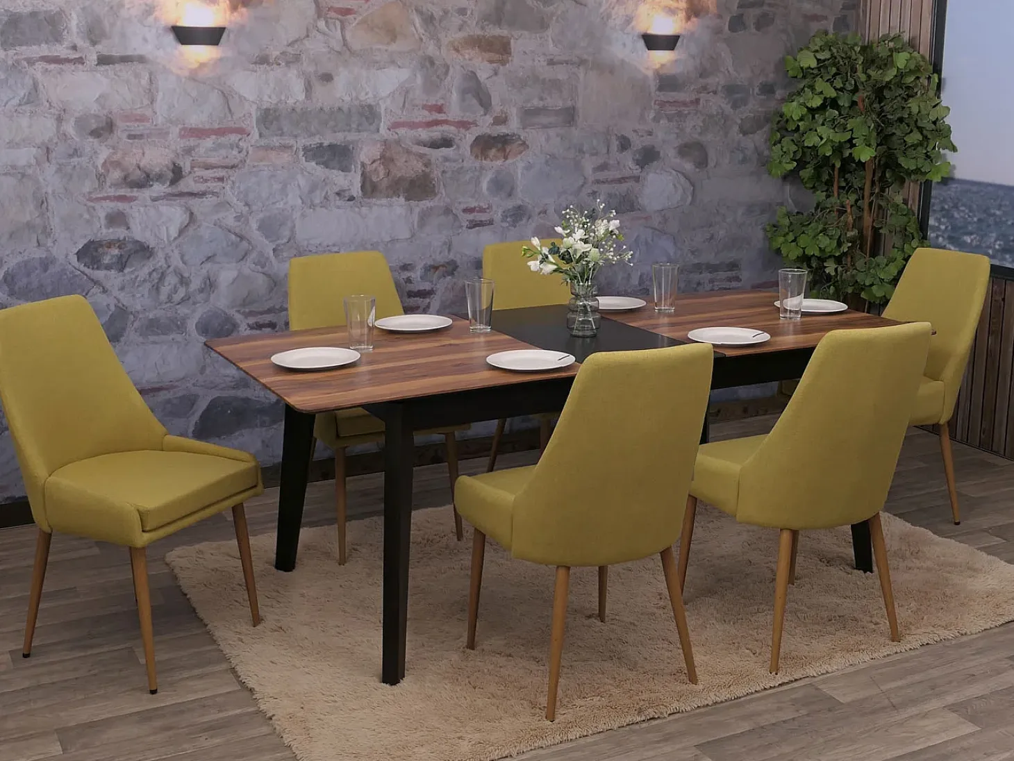 Silla de comedor MCW-O27 (juego de 6), verde
