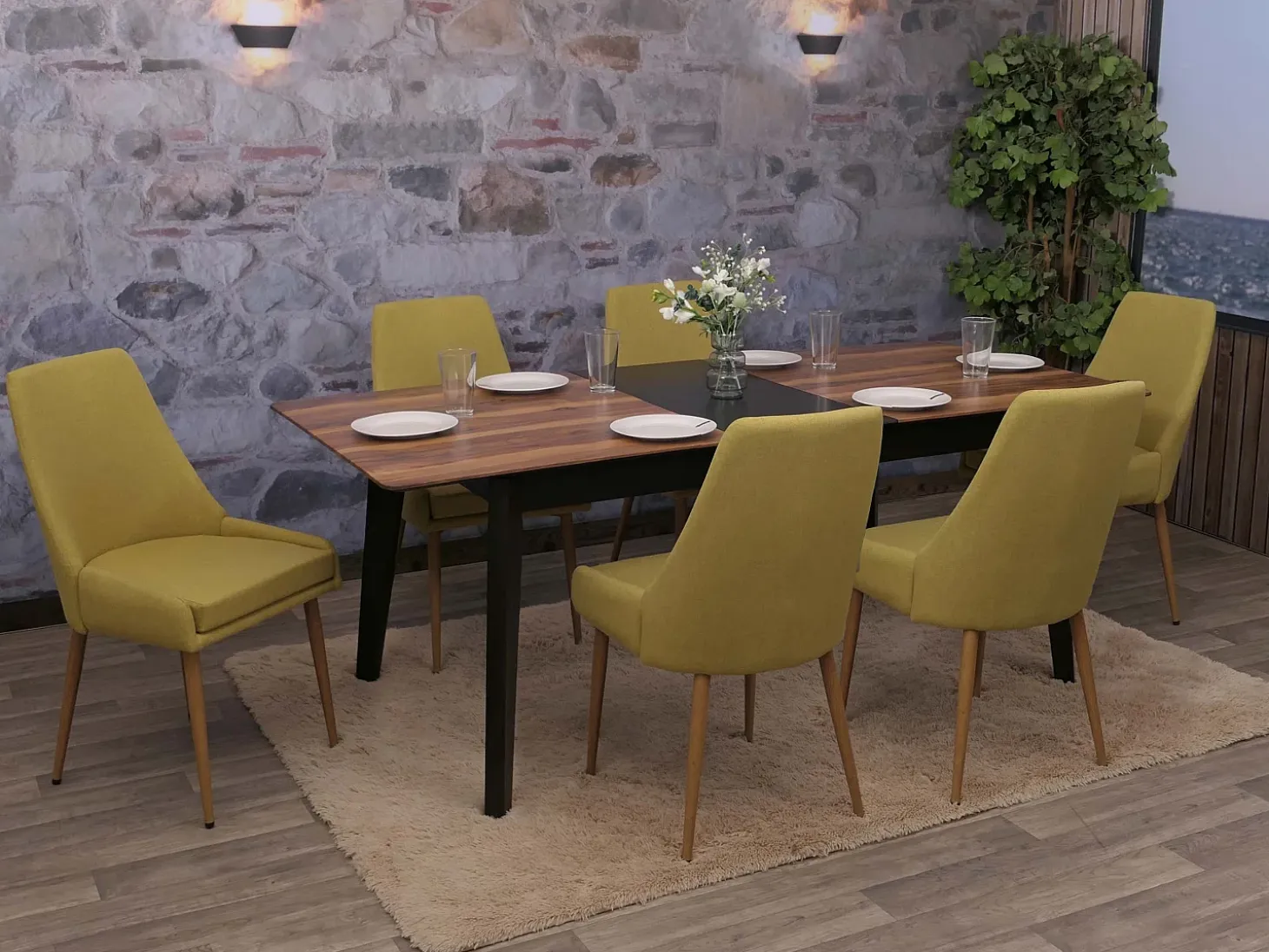 Silla de comedor MCW-O27 (juego de 6), verde