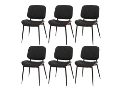 Silla de comedor MCW-O44 (juego de 6), aspecto nogal, negro